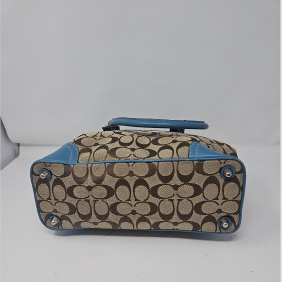 NWOT Vintage Y2K Coach Monogram Hampton Turquoise Blue Leather Satchel Purse Bag - Picture 3 of 10